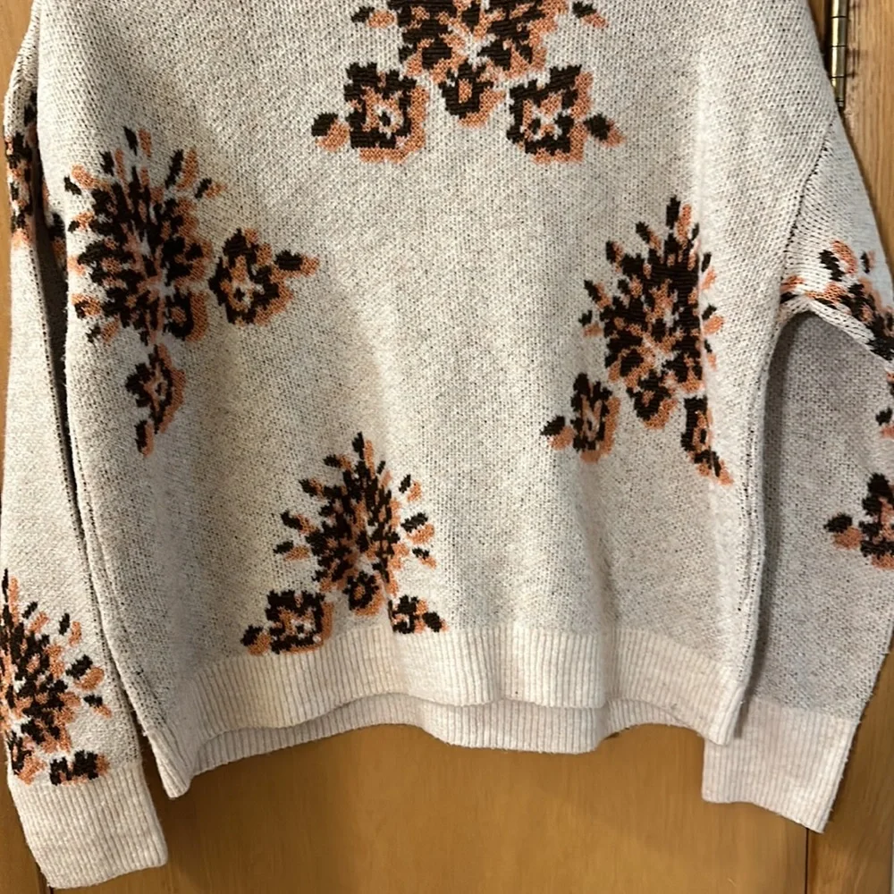 Knox Rose Women’s Floral Crew Neck Sweater Soft 2022 Rust Cream Size Large